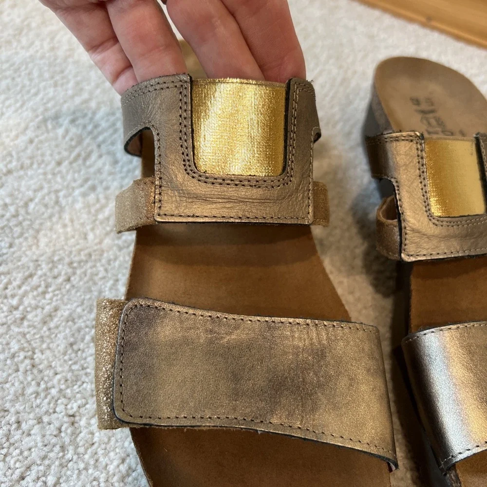 Naot  Leather Nancy Sandals Bronze Gold Size 42 US‎ 11 11.5 Slip On Slides
